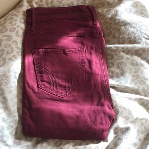 Hollister burgundy skinny jeans